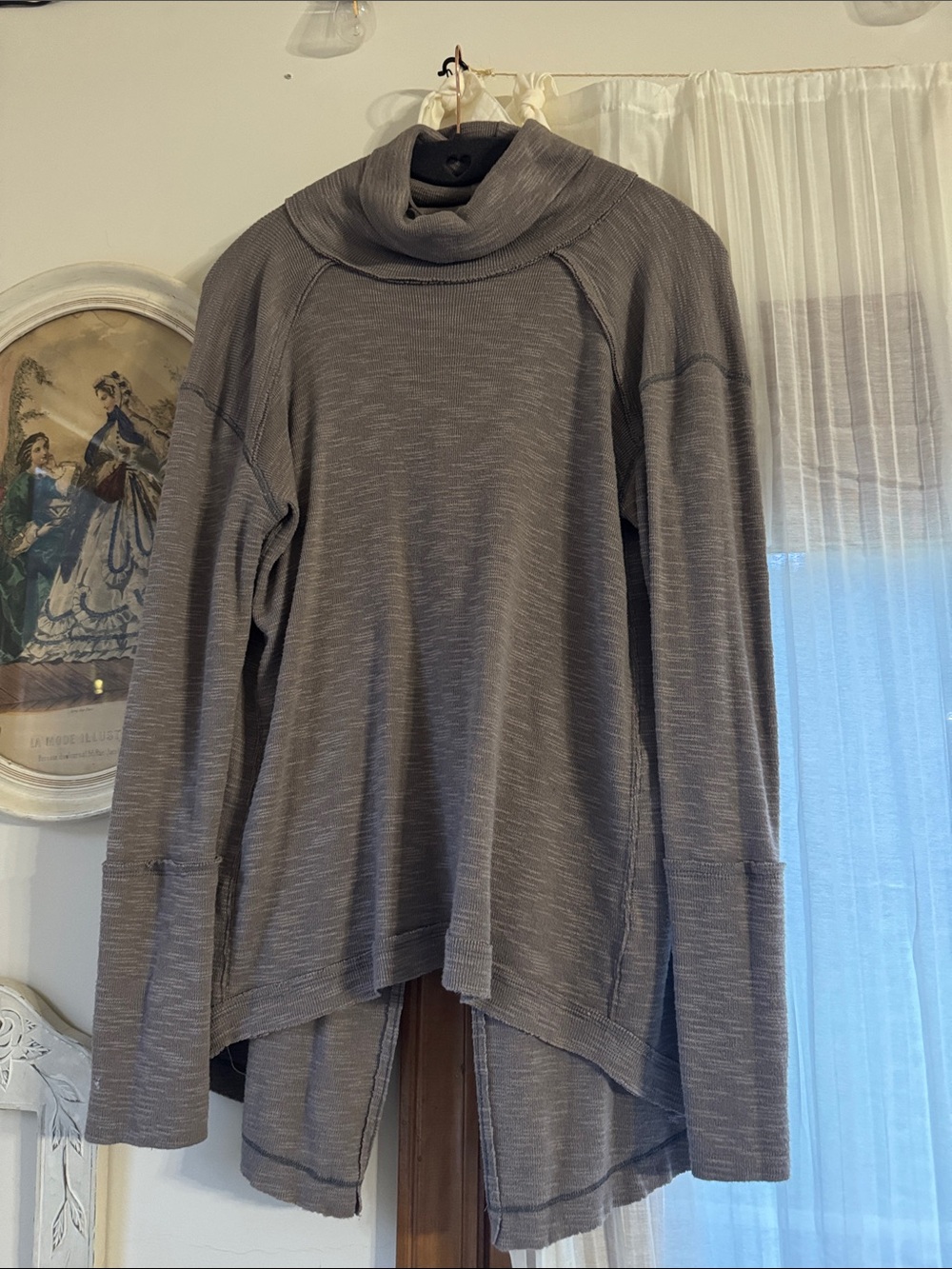 We The Free Taupe Split-Back Lightweight Cardigan